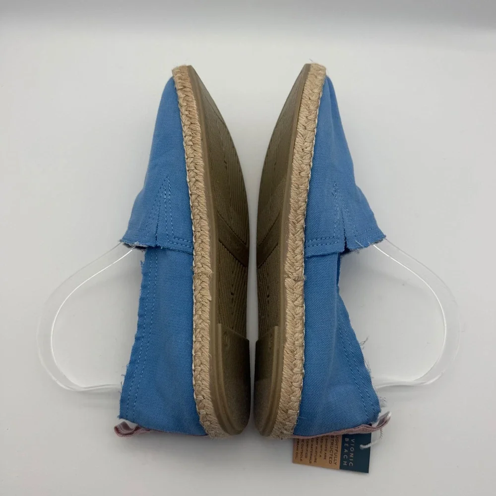 NWT Vionic Beach Laguna Blue Canvas Espadrille Slip On Shoes Size 8.5 Coastal